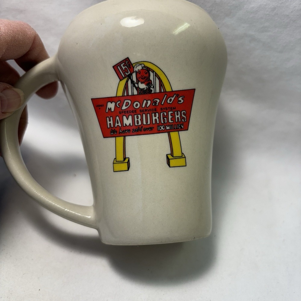 McDonalds Speedee Service System Ceramic Coffee Mug 15c Hamburgers 2009 Beige